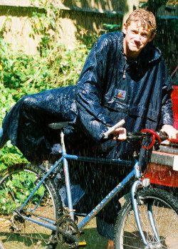 poncho cycling cape red with long sleeves